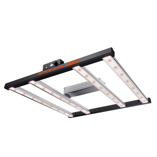 Spider Farmer G3000 LED Pflanzenlampe 300W Vollspektrum dimmbar mit vier LED-Lichtbalken und Aluminiumrückseite