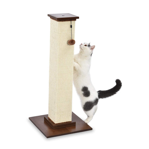 Amazon Basics Hoher Katzenkratzbaum gross - Holz, 89cm Höhe. 89cm hoher Kratzbaum mit Sisalstämmen, Holzplattformen. Zum Kratzen & Klettern.