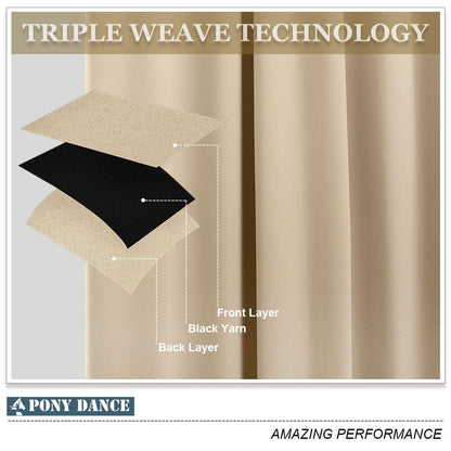 PONY DANCE Thermovorhang Kräuselband 2er Set Beige 245 x 140 cm