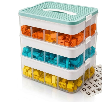 DingGreat Aufbewahrungsbox für Lego Bausteine mit Deckel, stapelbar
