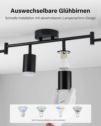 Leselux LED Deckenstrahler 6-flammig, schwarz, GU10, schwenkbar