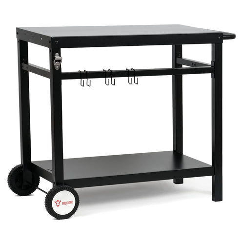 BBQ-Toro Grillwagen BQT3 schwarz, Grilltisch aus Stahl 85 x 50 x 81 cm mit zwei Rädern und Ablage