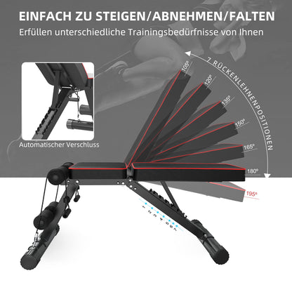 YOLEO klappbare Hantelbank Multifunktion Trainingsbank – Schwarz