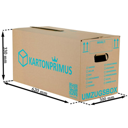 Kartonprimus Umzugskartons 620 x 300 x 330 mm, zweiwellig, 50 Stück