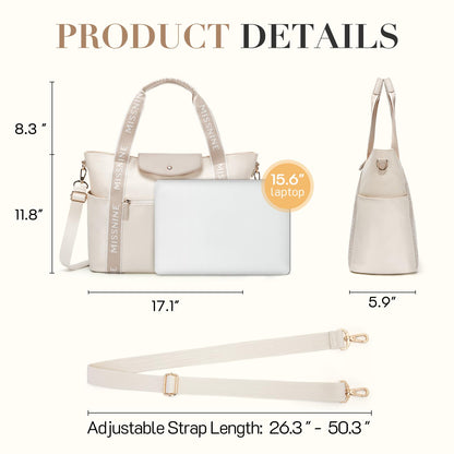 Missnine Laptoptasche Damen 15,6 Zoll Tote Bag Arbeitstasche