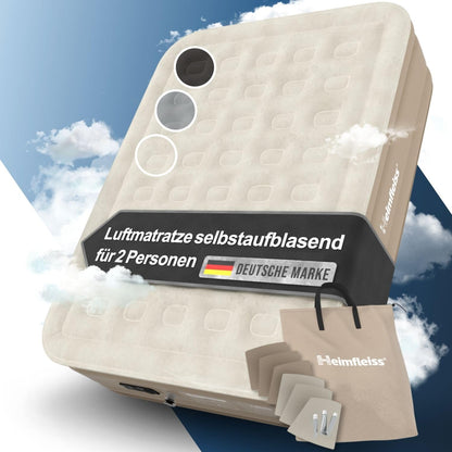 Heimfleiss Luftbett 2 Personen, selbstaufblasend, 150x200 cm – beflockte Oberfläche, integrierte Pumpe