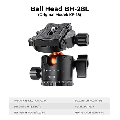 K&F Concept Kamera Stativ T254A7+BH-28L Dreibeinstativ bis 230 cm