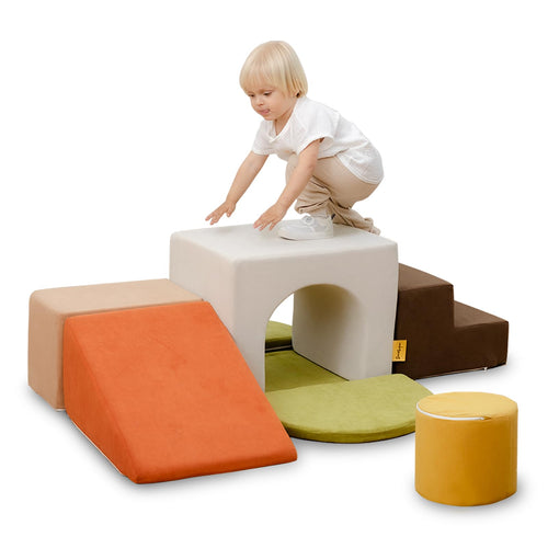 BanaSuper Kinder Schaumstoff Kletterblöcke Bausteine Set - bunt XXL. Bunte Schaumstoffblöcke zum Klettern, Balancieren und Bauen für Kinder.