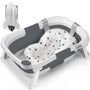 DEANIC Babybadewanne faltbar mit Kissen, Babywanne 0-12 Monate, Grau, Wanne aus PP und TPE