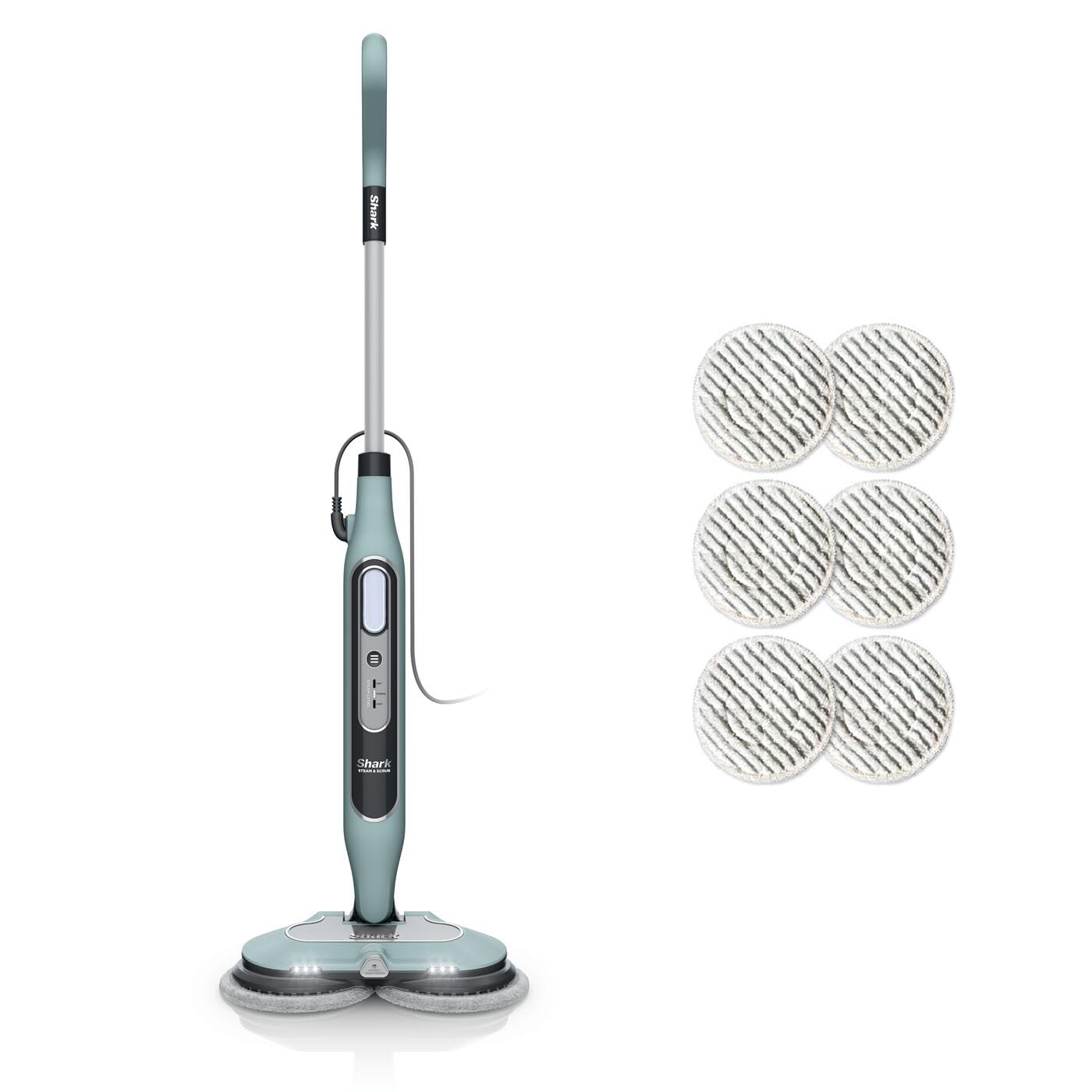 Shark S8201EUCP Automatischer Dampfreiniger Mop - Salbei-Grün, rechteckiger Kopf. Reinigt Böden hygienisch mit Dampf.