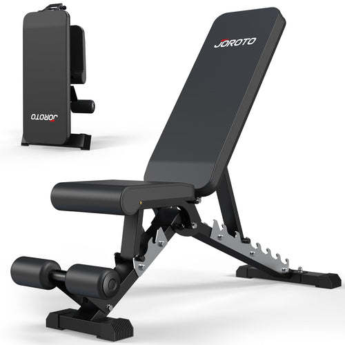 JOROTO MD60 Verstellbare Hantelbank klappbar für Zuhause. Schwarz, gepolstert. Für Krafttraining und Muskelaufbau.