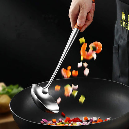 FJNATINH Wok Pfannenwender und Schöpflöffel Set aus 304 Edelstahl