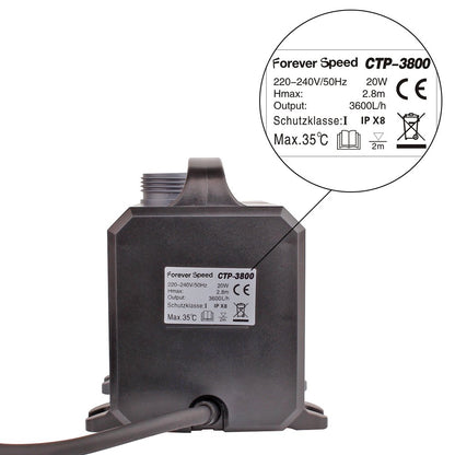 Forever Speed Super Eco Teichpumpe 3600 l/h, 20 W, Tauchpumpe