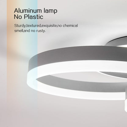 Amdelne LED Deckenleuchte 2-Ringe Design 50cm Dimmbar – Grau