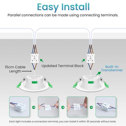 ALUSSO LIGHTING LED Einbauspots 7W Dimmbar IP44 Weiss 12er Set