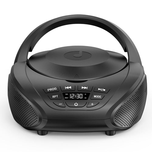 Gueray B-03 Tragbarer CD-Player Boombox mit UKW-Radio, Schwarz – Top-Loading-CD-Laufwerk und Stereo-Lautsprechern