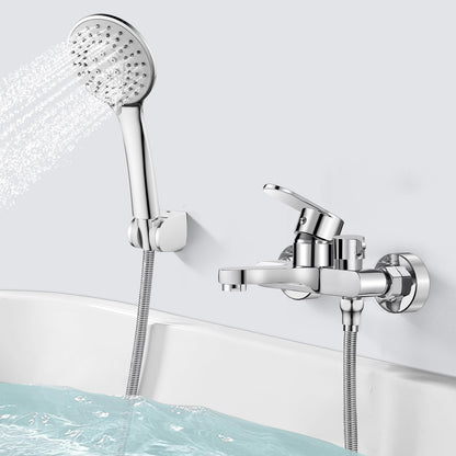 Hermodly Badewannenarmatur mit Handbrause, Messing verchromt