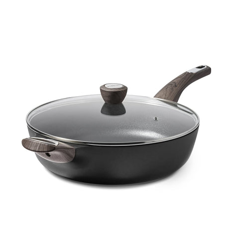 SENSARTE Tiefe Brat-/Sautepfanne 30cm Antihaft - Induktion, Deckel. Mit Antihaft, Induktionsboden, Glasdeckel. Zum Braten/Sautieren.