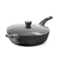SENSARTE Tiefe Brat-/Sautepfanne 30cm Antihaft - Induktion, Deckel. Mit Antihaft, Induktionsboden, Glasdeckel. Zum Braten/Sautieren.