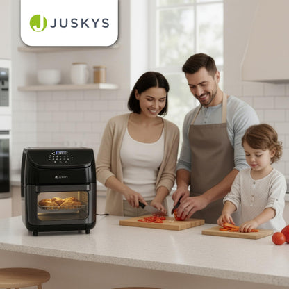 Juskys Heissluftfritteuse 12L Schwarz, Airfryer mit 10 Programmen