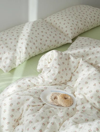 AShanlan Musselin Bettwäsche Set 135x200 cm Rosa mit Blumenmuster