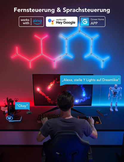 Govee Glide Y RGBIC LED Gaming Wandleuchten - 7er Pack