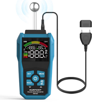DURFICST WM700D Feuchtigkeitsmessgerät für Wand, Holz und Beton mit Farb-LCD und kugelförmiger Sonde