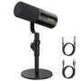 TONOR TD520 USB/XLR Dynamisches Mikrofon mit Ständer. Schwarzes, zylindrisches Mikrofon mit Tischständer zur Aufnahme von Gesang und Sprache via USB oder XLR.