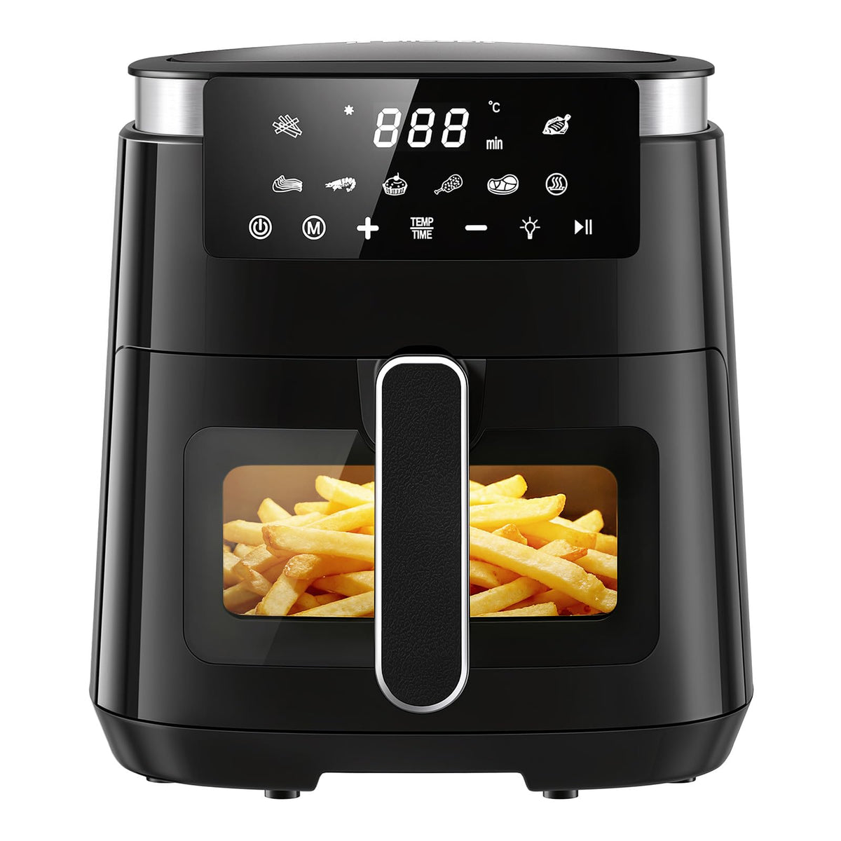 LLIVEKIT Heissluftfritteuse 5.5L | Airfryer mit Sichtfenster, schwarz – frittiert ohne Öl
