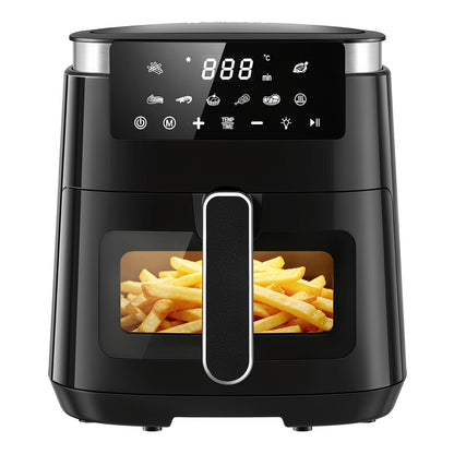 LLIVEKIT Heissluftfritteuse 5.5L | Airfryer mit Sichtfenster, schwarz – frittiert ohne Öl