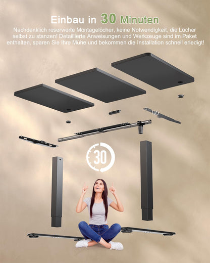 JUMMICO Schreibtisch höhenverstellbar elektrisch 120 x 60 cm, schwarz