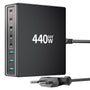 HSSNS USB-C Ladegerät 440W, 8-Port Schnellladegerät mit PD PPS, 5 USB-C- und 3 USB-A-Ports