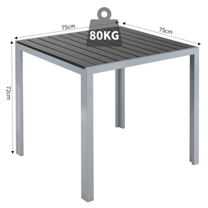 LIFERUN Gartentisch Aluminium WPC 75x75 cm, Balkontisch Silber-Grau
