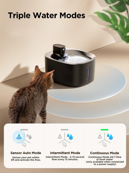 FEELNEEDY Trinkbrunnen für Katzen kabellos mit Sensor 4 L Edelstahl