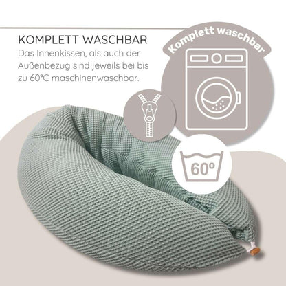 HOBEA-Germany Stillkissen XXL 190 cm mit Bio-Baumwollbezug Graublau