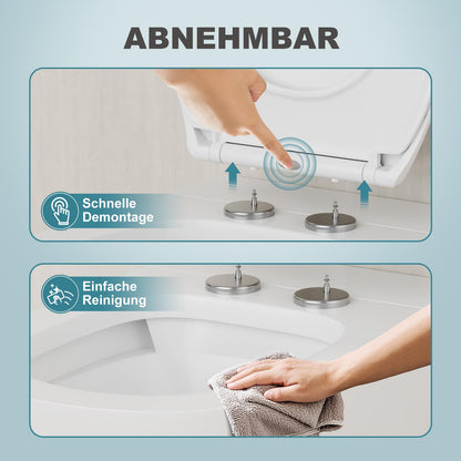 Meejee WC-Sitz mit Absenkautomatik, oval, weiss, Urea-Duroplast