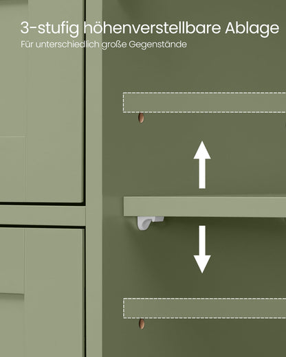 VASAGLE Badschrank schmal mit Schubladen Tür - Lorbeergrün LHC041C02