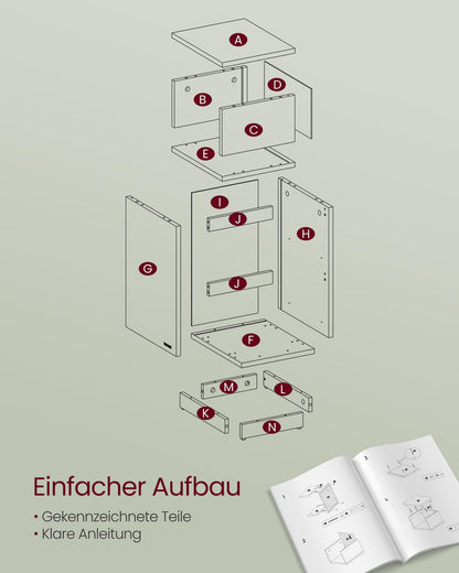 VASAGLE Nachttisch 2er Set – 2 Schubladen, Wolkenweiss LET856W01