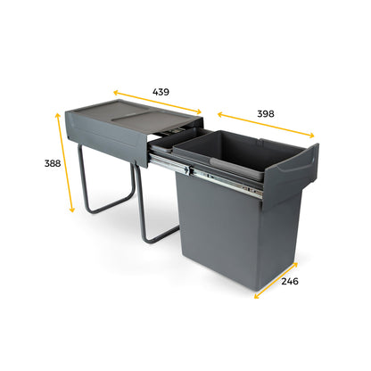 Emuca Ausziehbarer Recycling Küchenabfalleimer Unterbau 1x20L Anthrazit