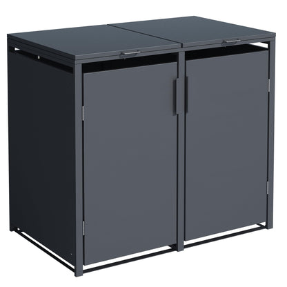 DEGAMO MÜNCHEN Mülltonnenbox 2x 120L Stahl Anthrazit. Rechteckige Stahlbox in Anthrazit zur optischen Verkleidung von zwei 120L Mülltonnen.