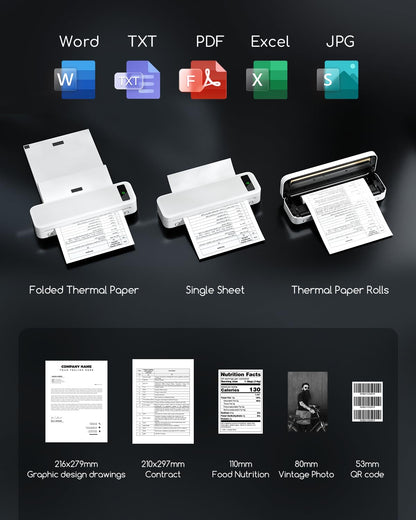 TATTMUSE A285M Mobiler Thermodrucker A4 mit Bluetooth, Weiss