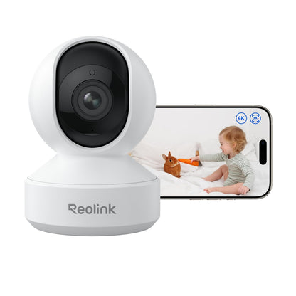 Reolink E1 Zoom 4K PTZ WLAN Überwachungskamera Innen, weiße Kuppelform, für 4K-Videoüberwachung innen mit PTZ-Funktion.