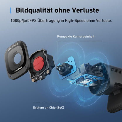AnkerWork C310 4K Webcam mit KI-Autofokus und Geräuschunterdrückung