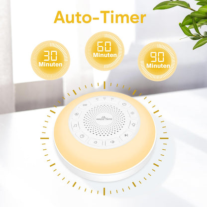 Easy@Home White Noise Machine, tragbare Einschlafhilfe mit Nachtlicht