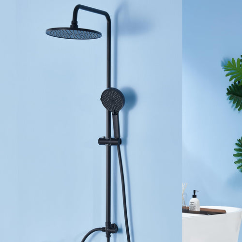 Auralum Regendusche Duschsystem ohne Armatur - Schwarz. Schwarzes Duschsystem mit großer Kopfbrause zur Wandmontage. Liefert breiten Duschstrahl.