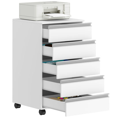 Hzuaneri Rollcontainer FC55503X, Aktenschrank mit 5 Schubladen, weiss