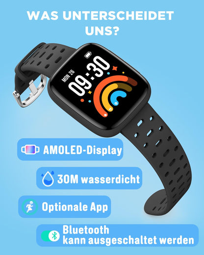 BIGGERFIVE BRAVE 3 Kinder Smartwatch 1,8" AMOLED wasserdicht Schwarz