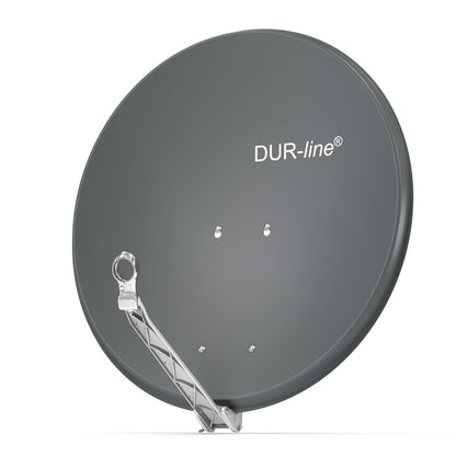 DUR-line Select 80cm Satellitenschüssel Anthrazit mit LNB-Halterung. Parabolischer Reflektor empfängt Satellitensignale für TV/Radio.