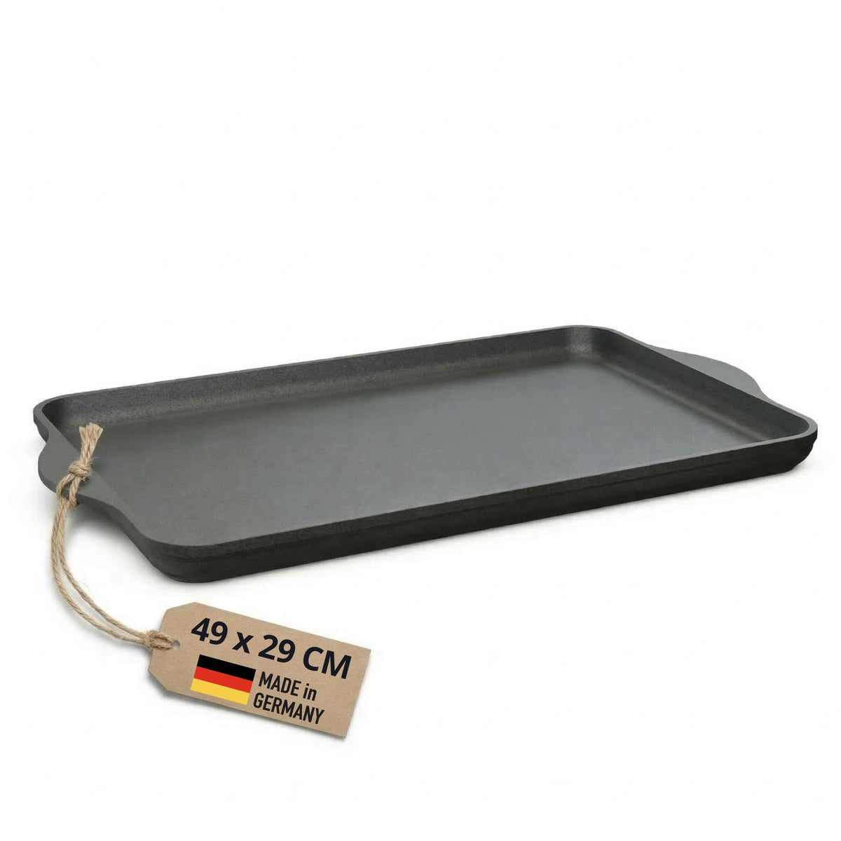 Lieblingspfanne Teppanyaki Grillplatte XXL 43x28 cm aus Aluminiumguss, glatte antihaftbeschichtete Plancha mit Seitengriffen