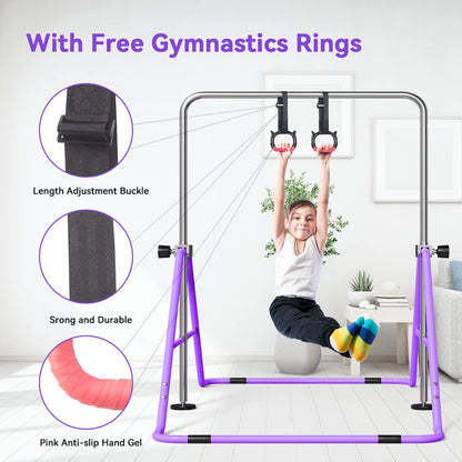 FBSPORT Gymnastikstange für Kinder, höhenverstellbar und faltbar